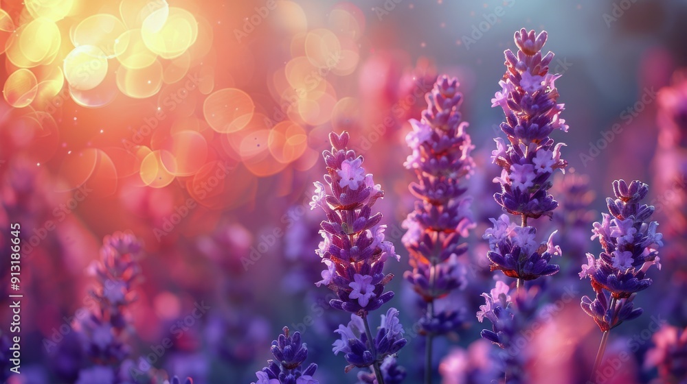 Lavender Field With Sun Shining Lavender Field With Sun Shining