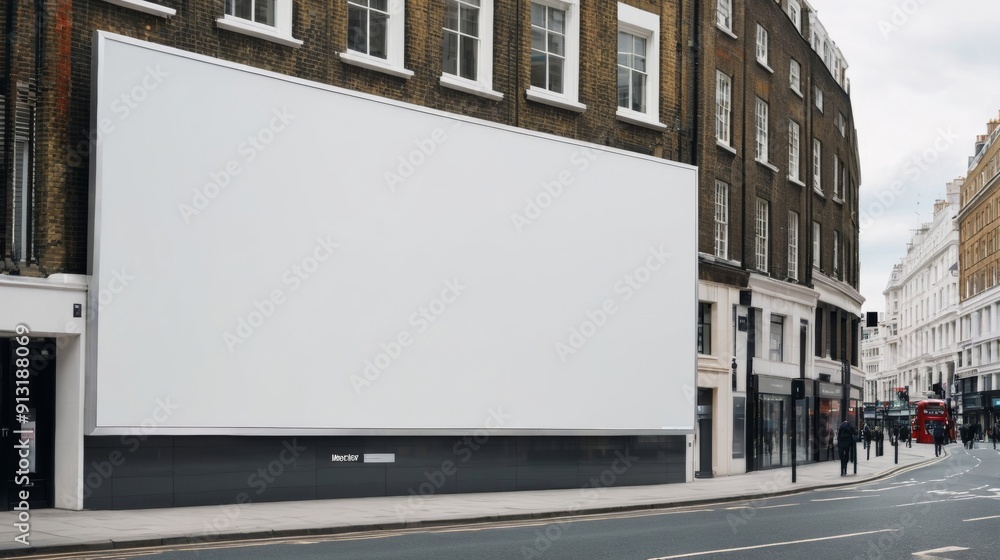 Large White Billboard on Building Facade Large White Billboard on Building Facade