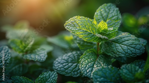 Cluster of Green Leaves on a Plant
