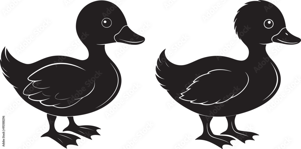 Fototapeta premium Vector silhouette image of Duckling.