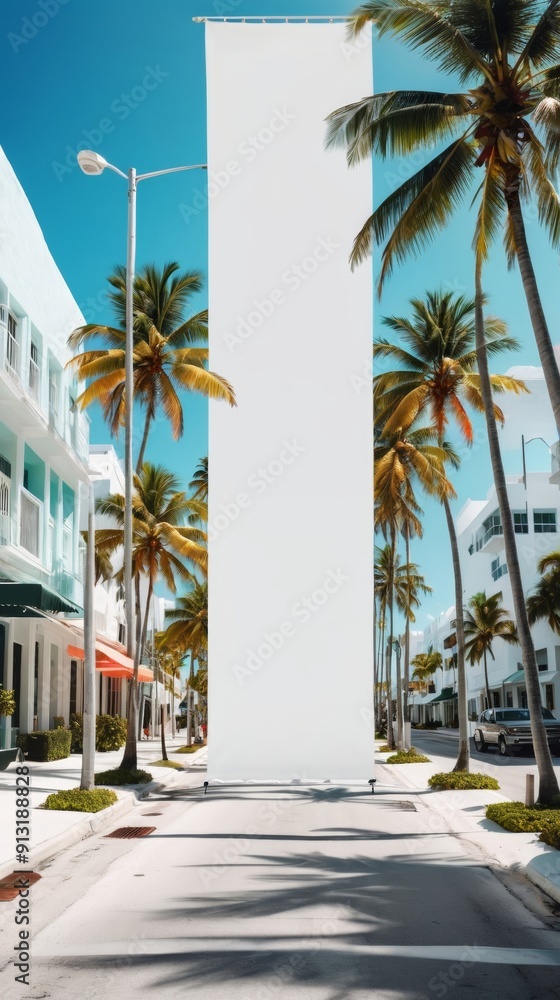 Palm Tree-Lined Street With Tall Buildings Palm Tree-Lined Street With Tall Buildings