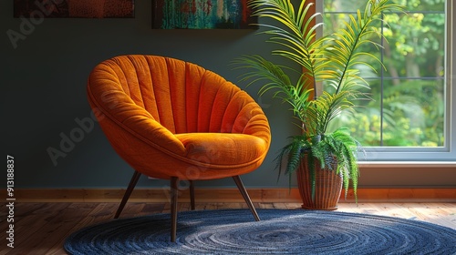 Chair and Potted Plant in Room