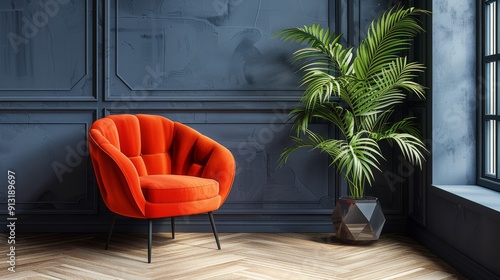 Chair and Potted Plant in Room