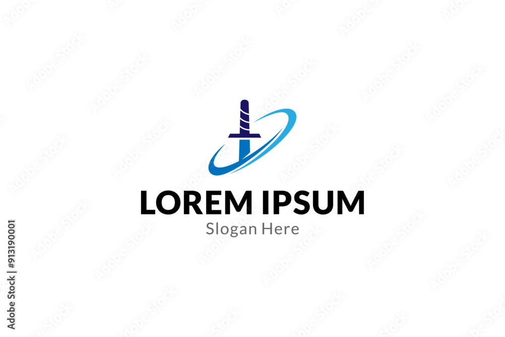 sword logo with swoosh effect in flat vector design sword logo with swoosh effect in flat vector design