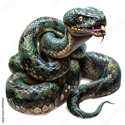 Anaconda assassin fantasy animal cartoon isolated whitebackground 16:9