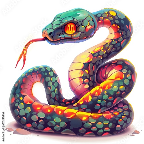 Anaconda cosmic fantasy animal cartoon isolated whitebackground 16:9