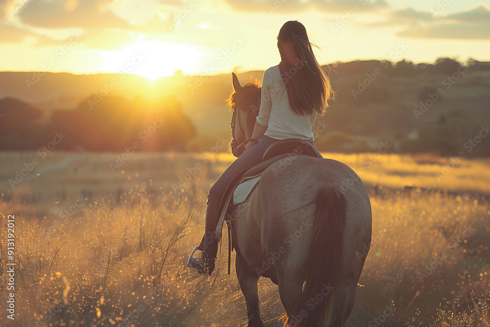 Golden Hour Horseback Ride Through Lush Meadow Golden Hour Horseback Ride Through Lush Meadow