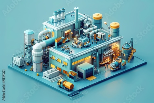 Modern Industrial Facility With Machinery and Workers