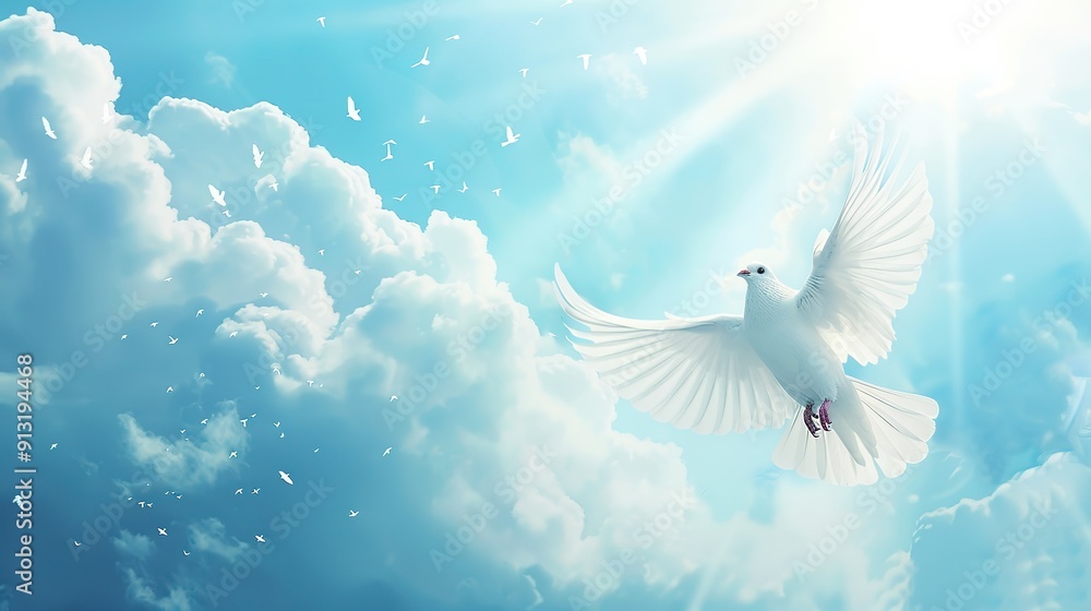 A divine dove ascending into the heavens A divine dove ascending into the heavens