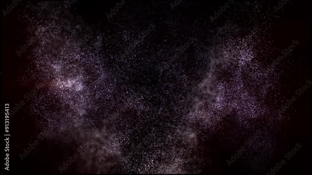 Abstract image featuring a dispersion of purple and white particles on a dark background. Ideal for cosmic, mysterious, and modern designs. High quality 4k footage Abstract image featuring a dispersion of purple and white particles on a dark background. Ideal for cosmic, mysterious, and modern designs. High quality 4k footage