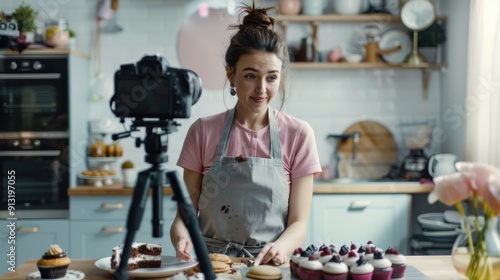 The woman baking cakes photo