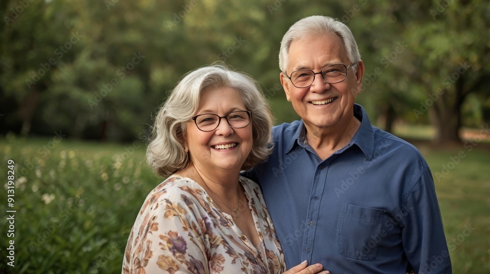 A couple of older people are smiling for the camera A couple of older people are smiling for the camera