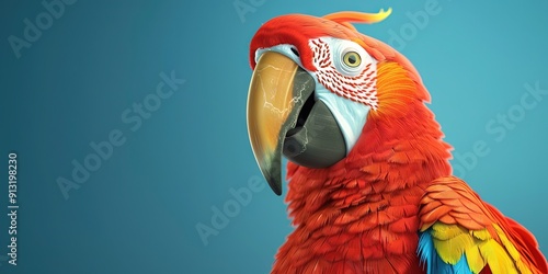 parrot 3D animation cartoon style, colorful, happy, friendly, 3d cartoon photo