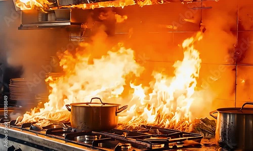 Kitchen on fire