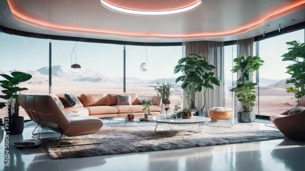Fototapeta premium Elegant Living Room With Large Window
