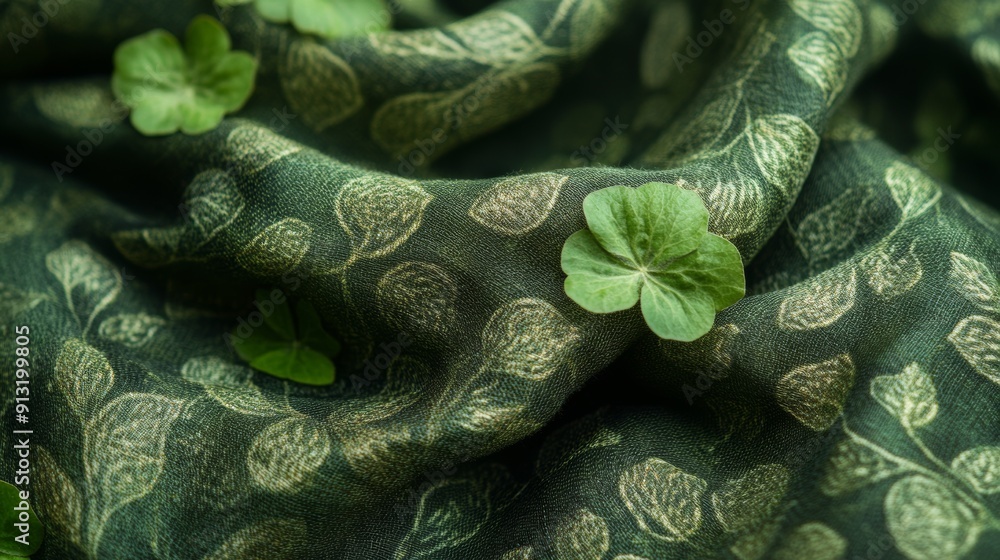 Fototapeta premium botanical textile art, elaborate centella asiatica designs on fabric represent the strong bond between this herb and traditional textile craftsmanship