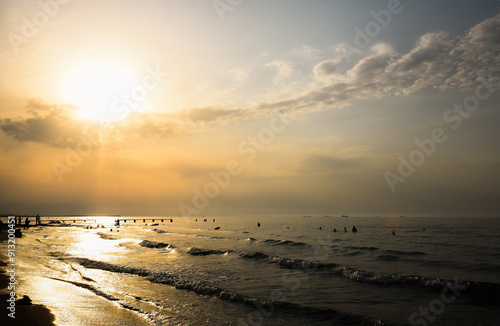 Fishing and swimming in the Caspian Sea, world's largest inland body of water, while enjoying the sunset