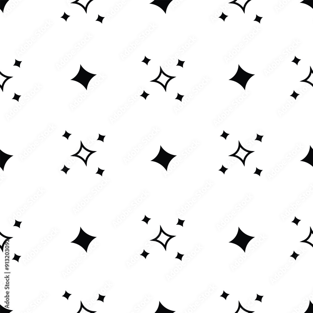 Vector silhouette shining stars seamless pattern on white background Colorful paper cuts, sprinkles or stars decorations background pattern for birthday party celebration or for any other concept Vector silhouette shining stars seamless pattern on white background Colorful paper cuts, sprinkles or stars decorations background pattern for birthday party celebration or for any other concept