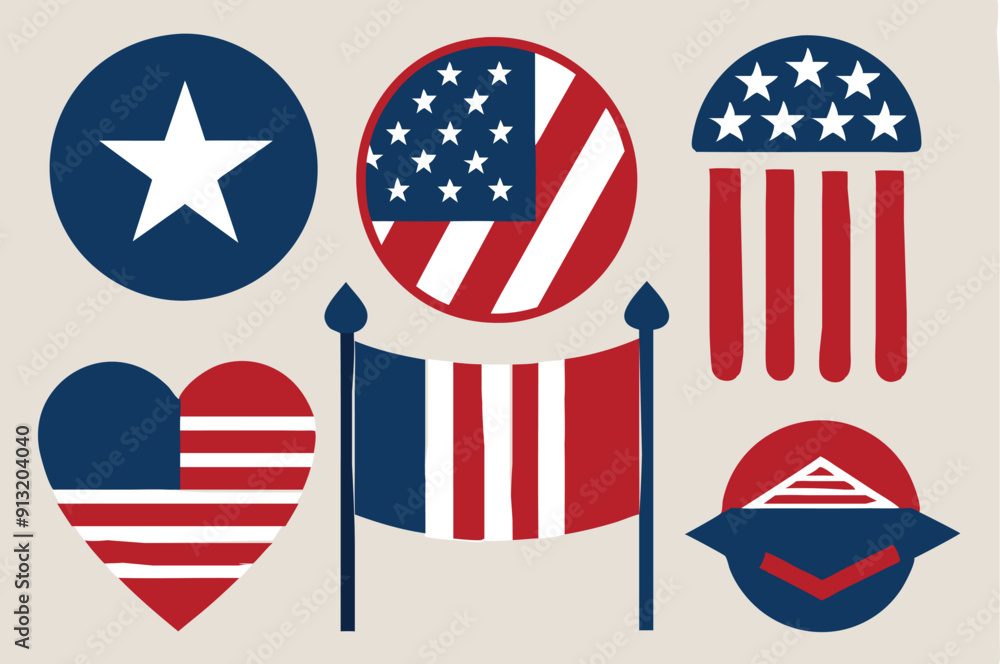 American Flag, Usa Flag Vector Icon. Isolated Silhouette Vector Icon. American Flag, Usa Flag Vector Icon. Isolated Silhouette Vector Icon.
