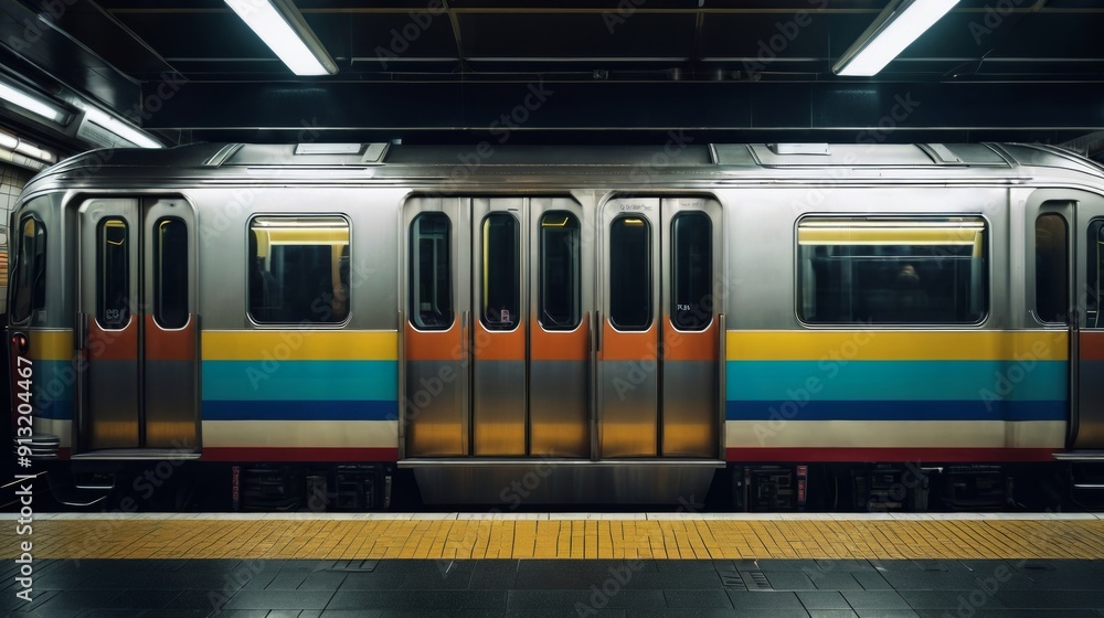 Obraz premium Subway Train Parked in Subway Station