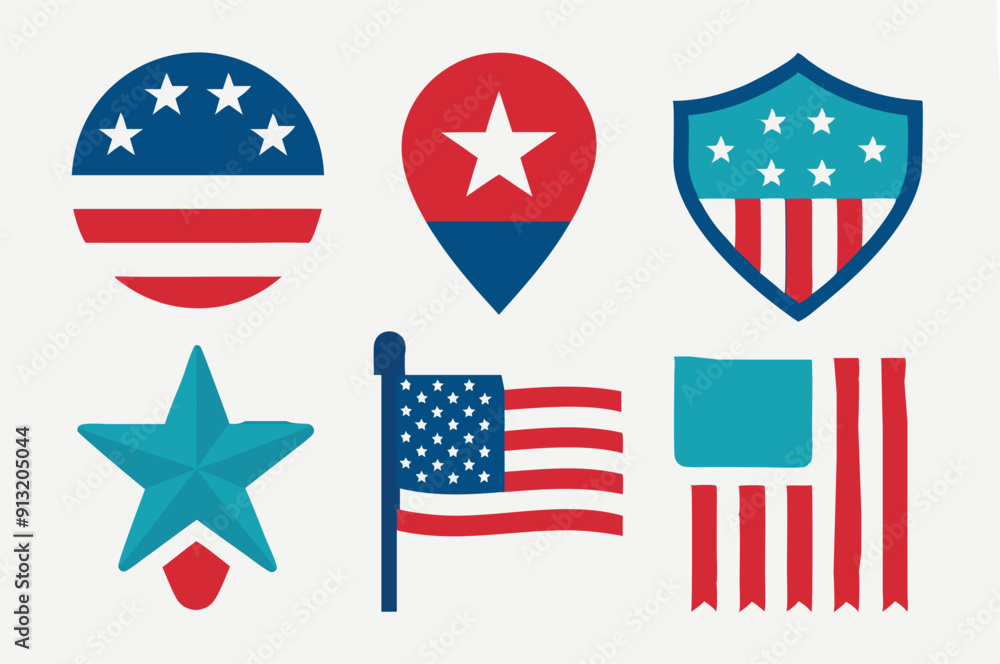 American Flag, Usa Flag Vector Icon. Isolated Silhouette Vector Icon. American Flag, Usa Flag Vector Icon. Isolated Silhouette Vector Icon.