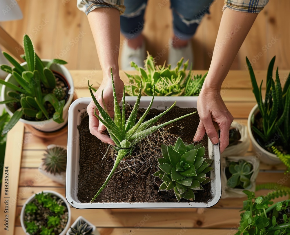 Fototapeta premium Person Holding Plant in Pot