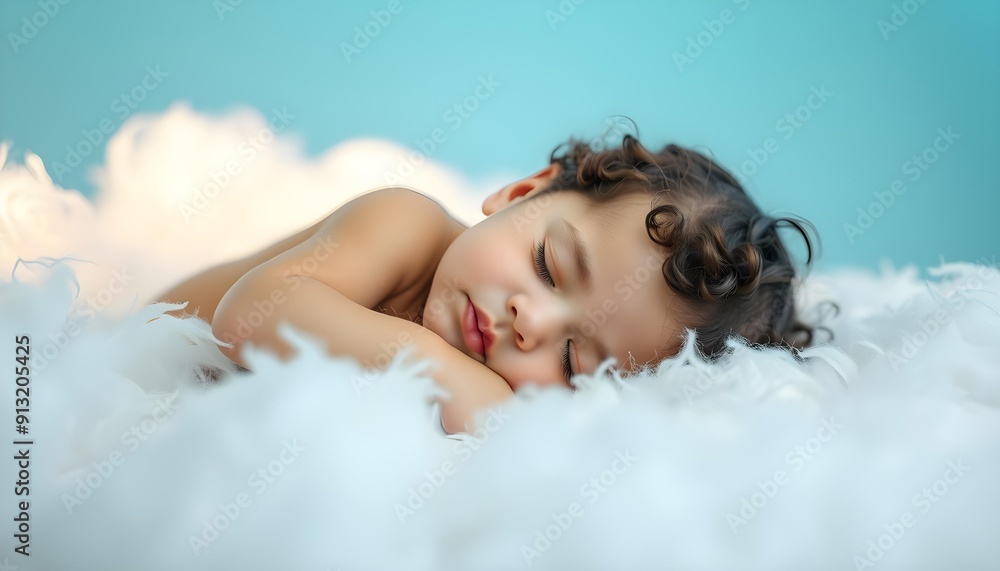 Minimalistic Baby Sleeping on Cloud in Muted Pale Blue Tones
Minimalistic Baby Sleeping on Cloud in Muted Pale Blue Tones