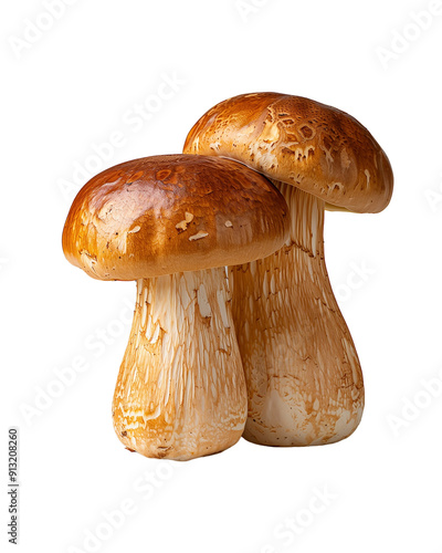 Two Porcini Mushrooms Isolated on White Background