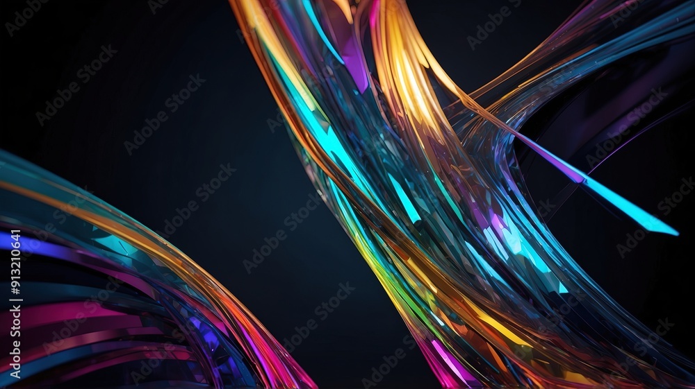 Abstract iridescent shape dark background modern design Abstract iridescent shape dark background modern design