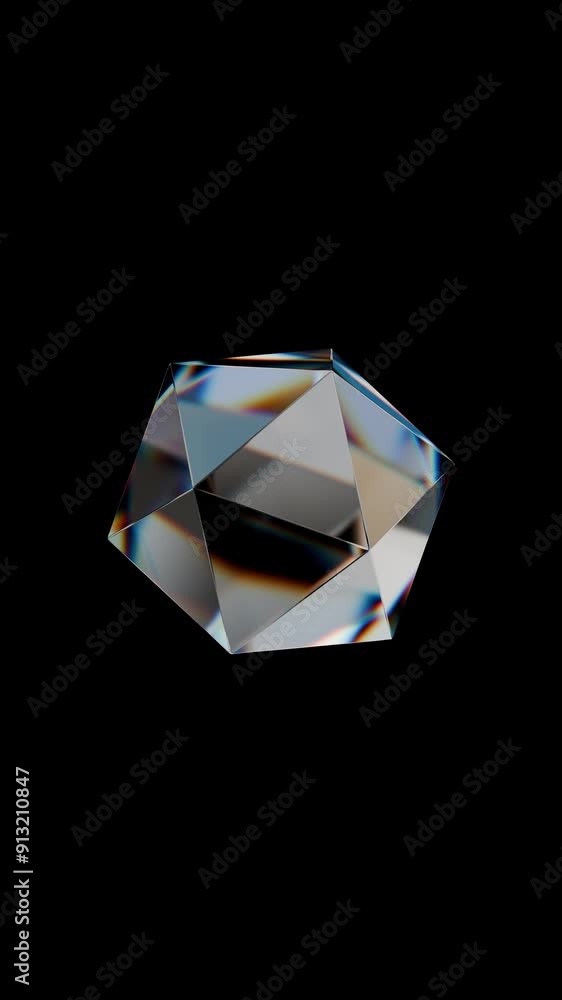 Vertical video. Looped abstract wave animation of a glass 3d figure. Effect of light dispersion. Geometric 3d background. Modern design for advertising and social networks Vertical video. Looped abstract wave animation of a glass 3d figure. Effect of light dispersion. Geometric 3d background. Modern design for advertising and social networks
