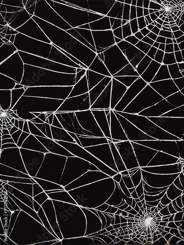 Seamless spider web against an abstract black background, halloween theme, illustration wallpaper