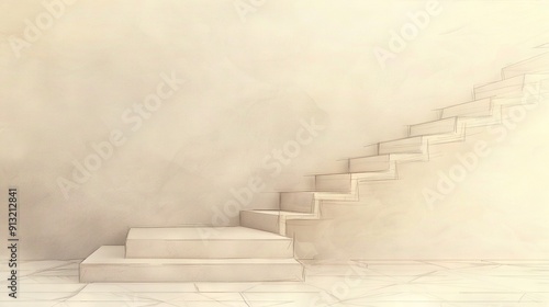 A person climbs up stairs while another stands below