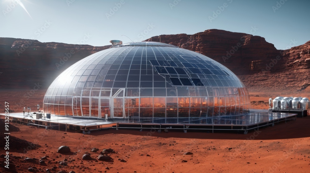 Obraz premium Large Dome Structure in the Middle of Desert