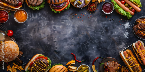 Eye-catching chalkboard background banner feature daily weekly food specials with writing space 