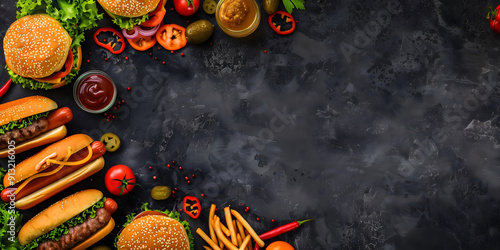 Buffet Eye-catching chalkboard background banner feature daily weekly food specials with writing space 