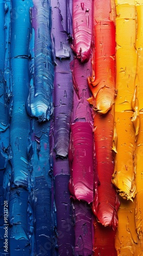 Close Up of a Rainbow of Paint