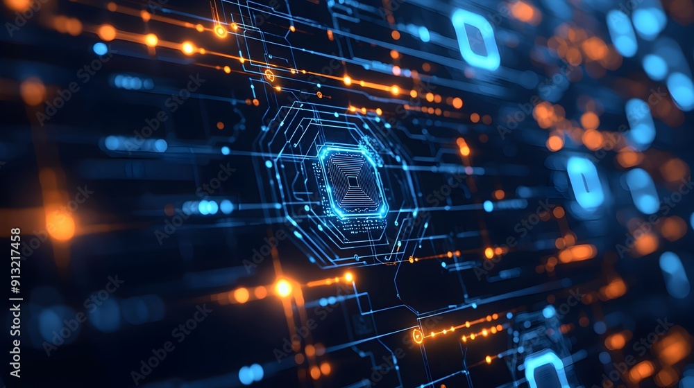 Fototapeta premium Abstract Technology Background with Circuit Board and Glowing Lights.