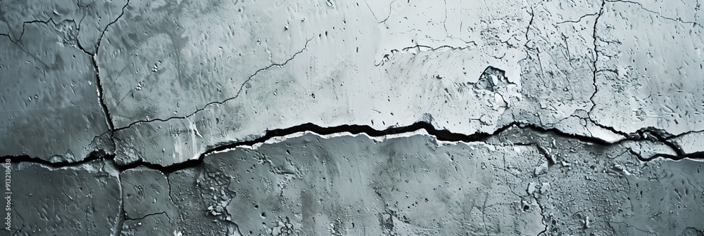 A cracked wall with a crack in it. The crack is long and deep A cracked wall with a crack in it. The crack is long and deep