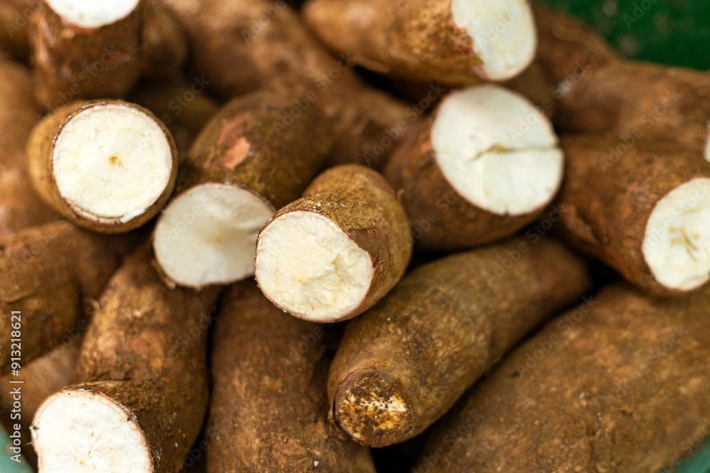 Cassava in the Colombian peasant market square - Manihot esculenta Cassava in the Colombian peasant market square - Manihot esculenta
