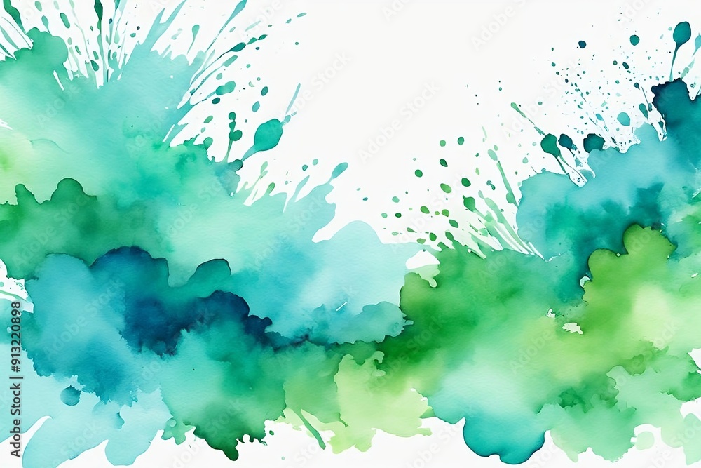 Light blue and green colors abstract hand drawn watercolor background texture. Light blue and green colors abstract hand drawn watercolor background texture.