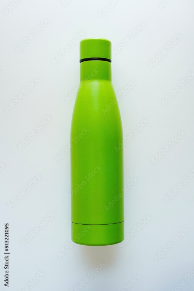 Green Stainless Steel Water Bottle on white background Mockup Green Stainless Steel Water Bottle on white background Mockup