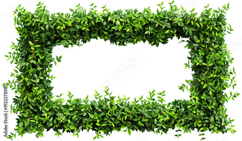 Lush green leaves forming a natural frame, cut out