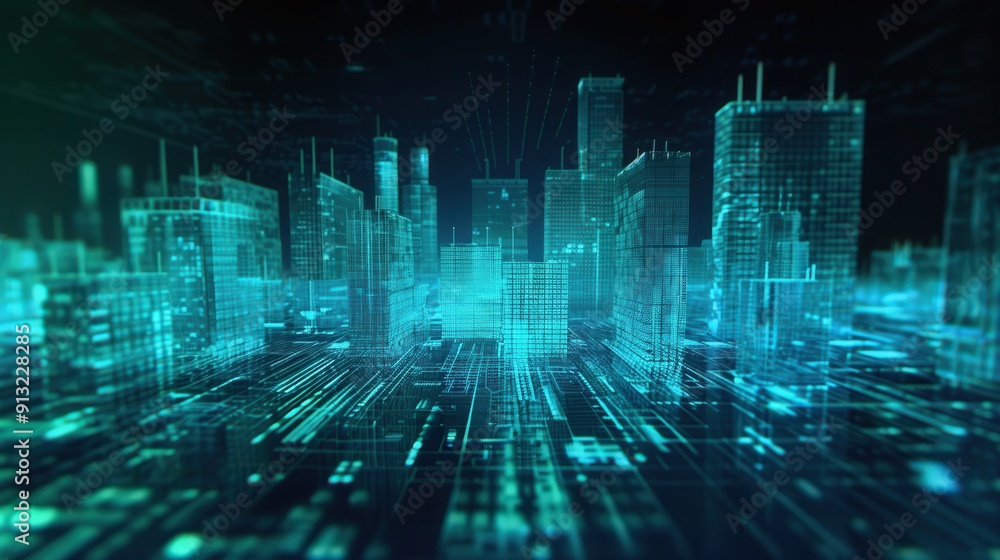 Futuristic cityscape featuring neon lights and digital elements, representing technological advancement and innovation. Futuristic cityscape featuring neon lights and digital elements, representing technological advancement and innovation.