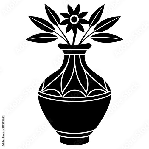 Flower Vase Vector Design on White Background