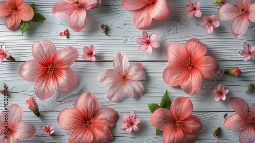 Pink Flowers on White Wall