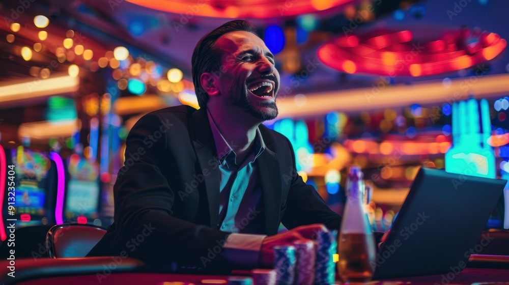 Obraz premium The man with casino excitement