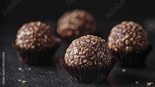 Unbaked chocolate-covered nut and almond balls