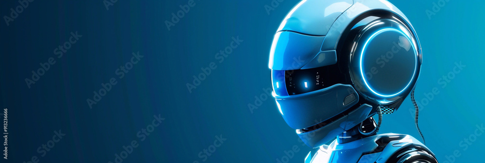 A blue robot with a blank space for customizable text, designed as a banner for promotion or informational purposes, combining playful robotics with a professional layout. A blue robot with a blank space for customizable text, designed as a banner for promotion or informational purposes, combining playful robotics with a professional layout.