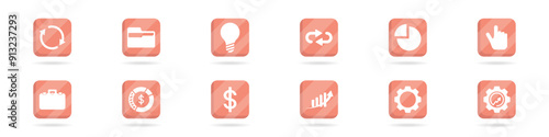 Business icons vector set. Icons for internet and web design vector. Simple finance and business icons. Set of economic icon logos. Buttons with business icons.