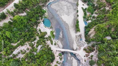 Albania, Përmet, Lengarices river thermal water, medieval stone bridge photo